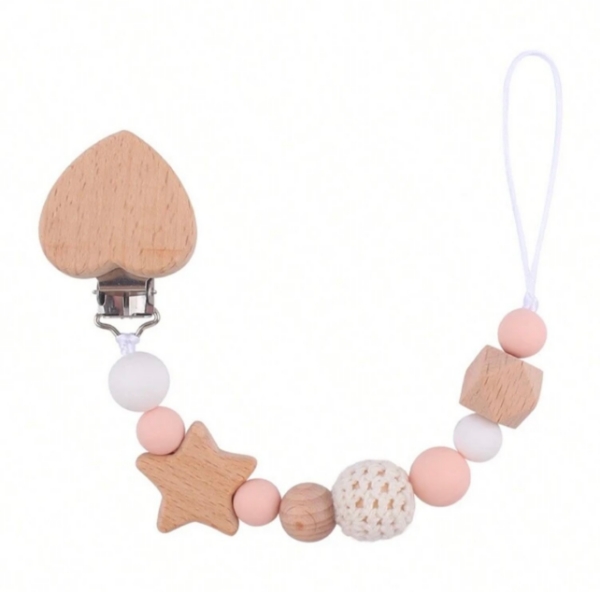 Picture of Pink heart pacifier clip