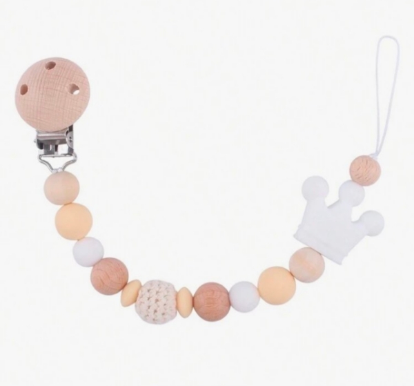 Picture of White crown pacifier clip