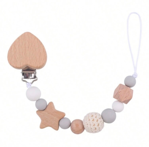 Picture of Grey blue heart pacifier clip